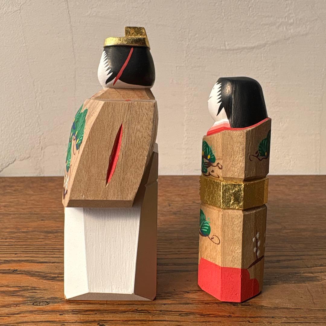奈良一刀彫 木製 立ち雛 作家物 藤代光雄 創作雛 木彫り