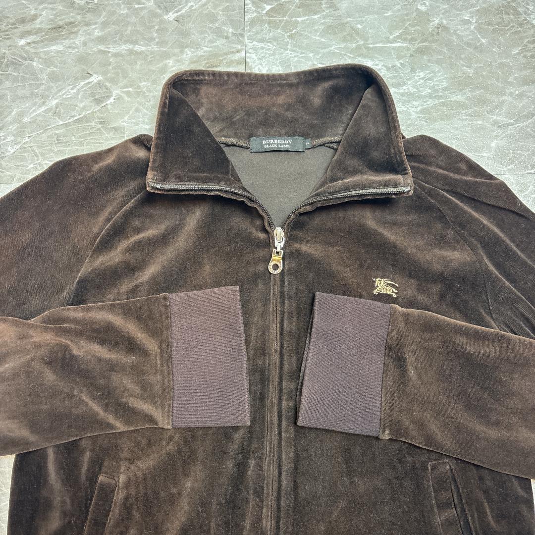 希少 BURBERRY ベロア トラック ジャケット 刺繍ロゴ M バーバリー