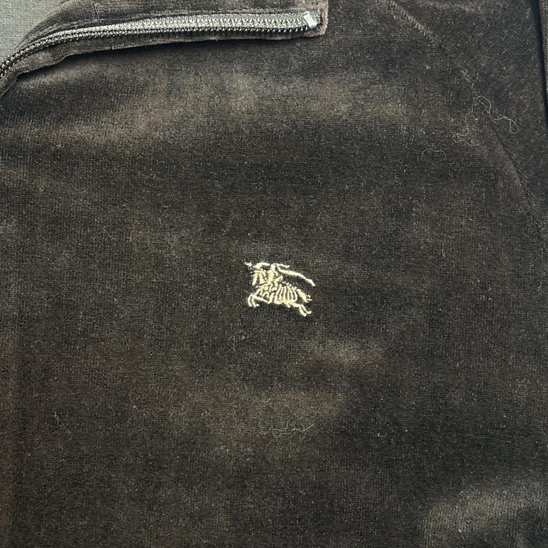 希少 BURBERRY ベロア トラック ジャケット 刺繍ロゴ M バーバリー