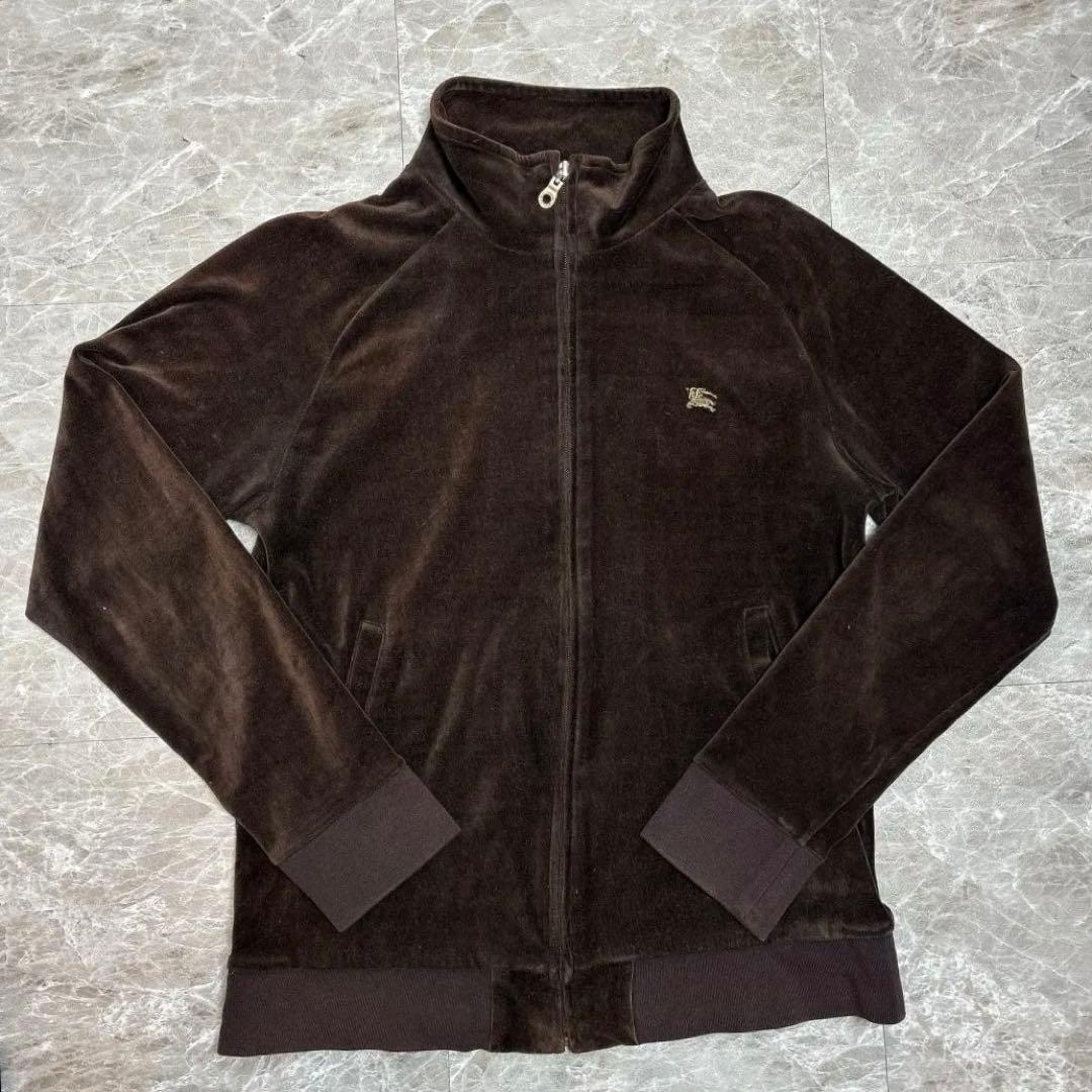 希少 BURBERRY ベロア トラック ジャケット 刺繍ロゴ M バーバリー