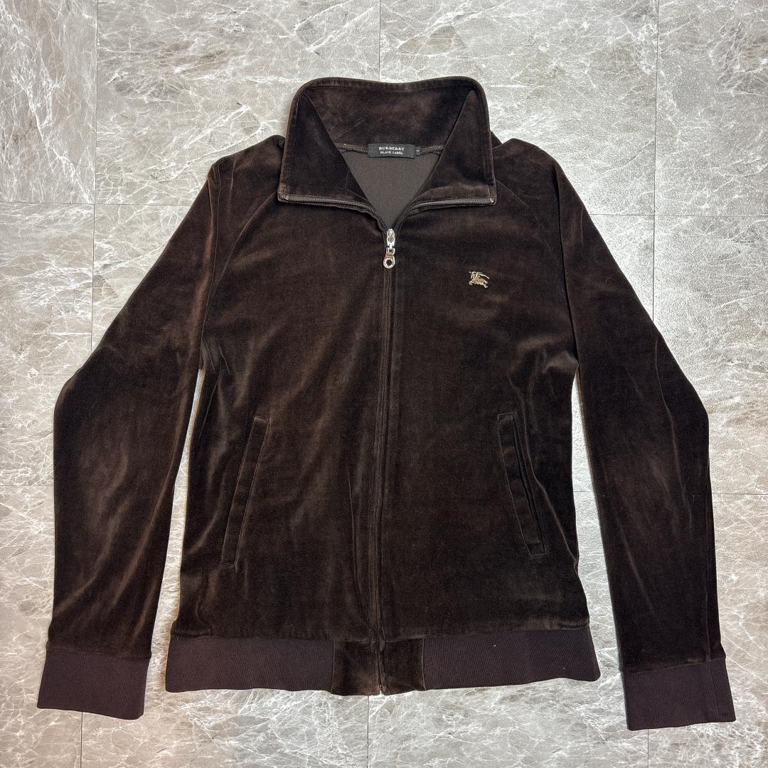 希少 BURBERRY ベロア トラック ジャケット 刺繍ロゴ M バーバリー