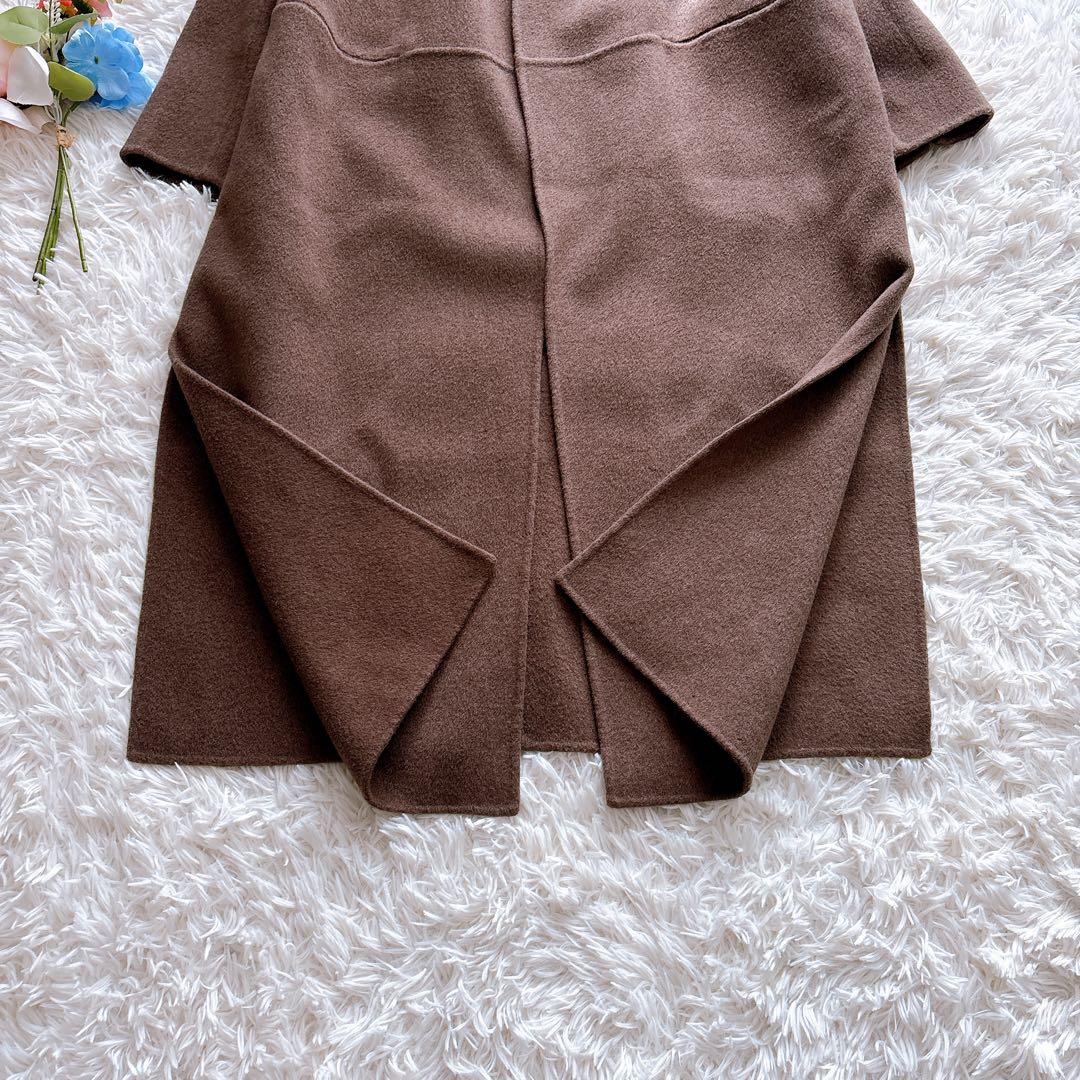 muse リバーロングノーカラーコート　ブラウン　ウール100% 36 人気