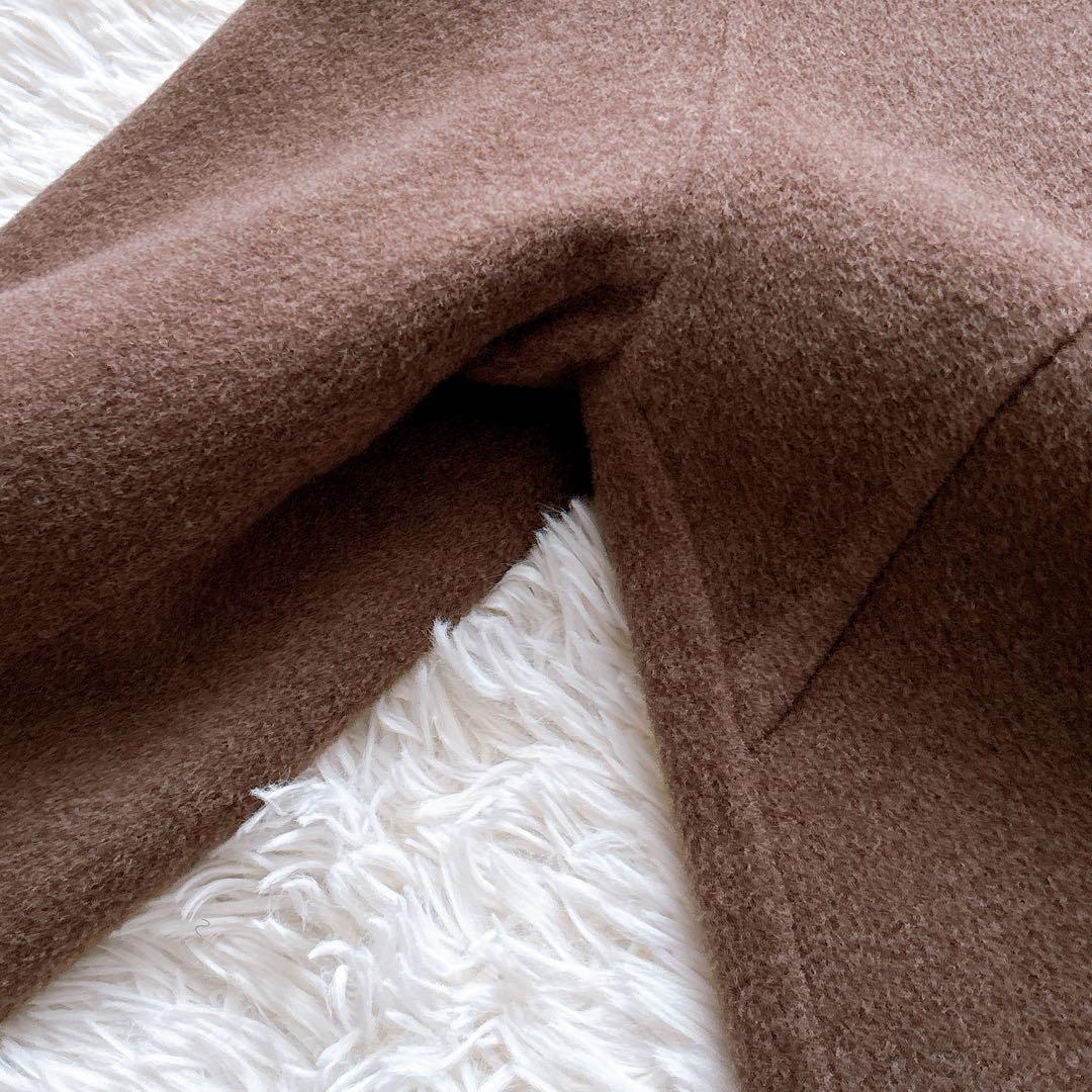 muse リバーロングノーカラーコート　ブラウン　ウール100% 36 人気