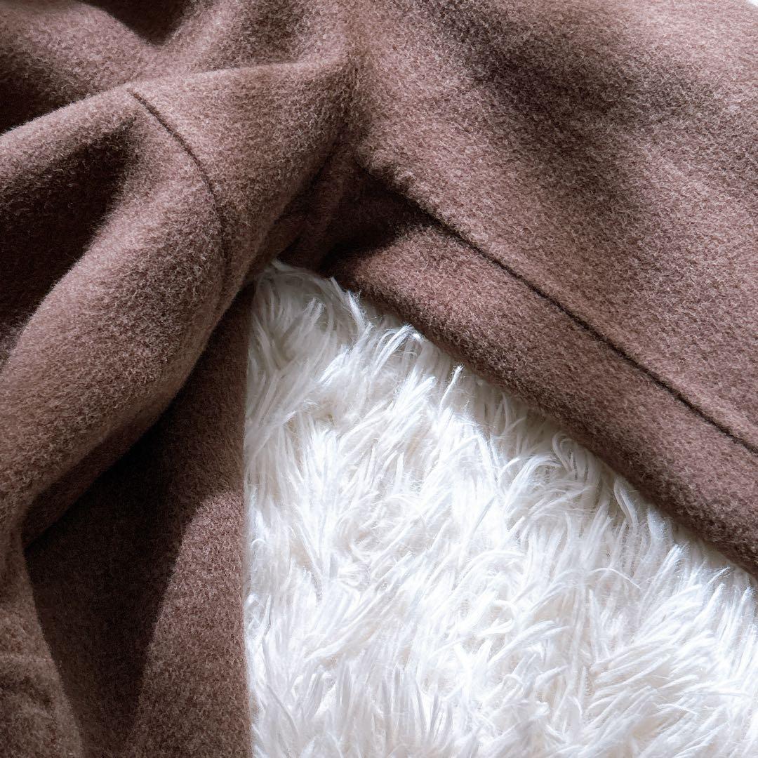 muse リバーロングノーカラーコート　ブラウン　ウール100% 36 人気