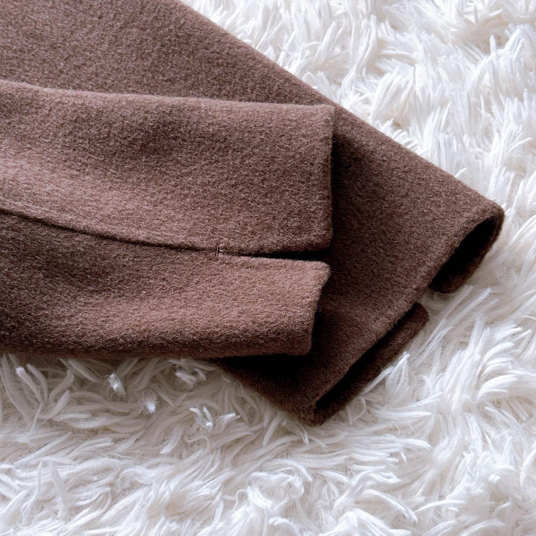 muse リバーロングノーカラーコート　ブラウン　ウール100% 36 人気