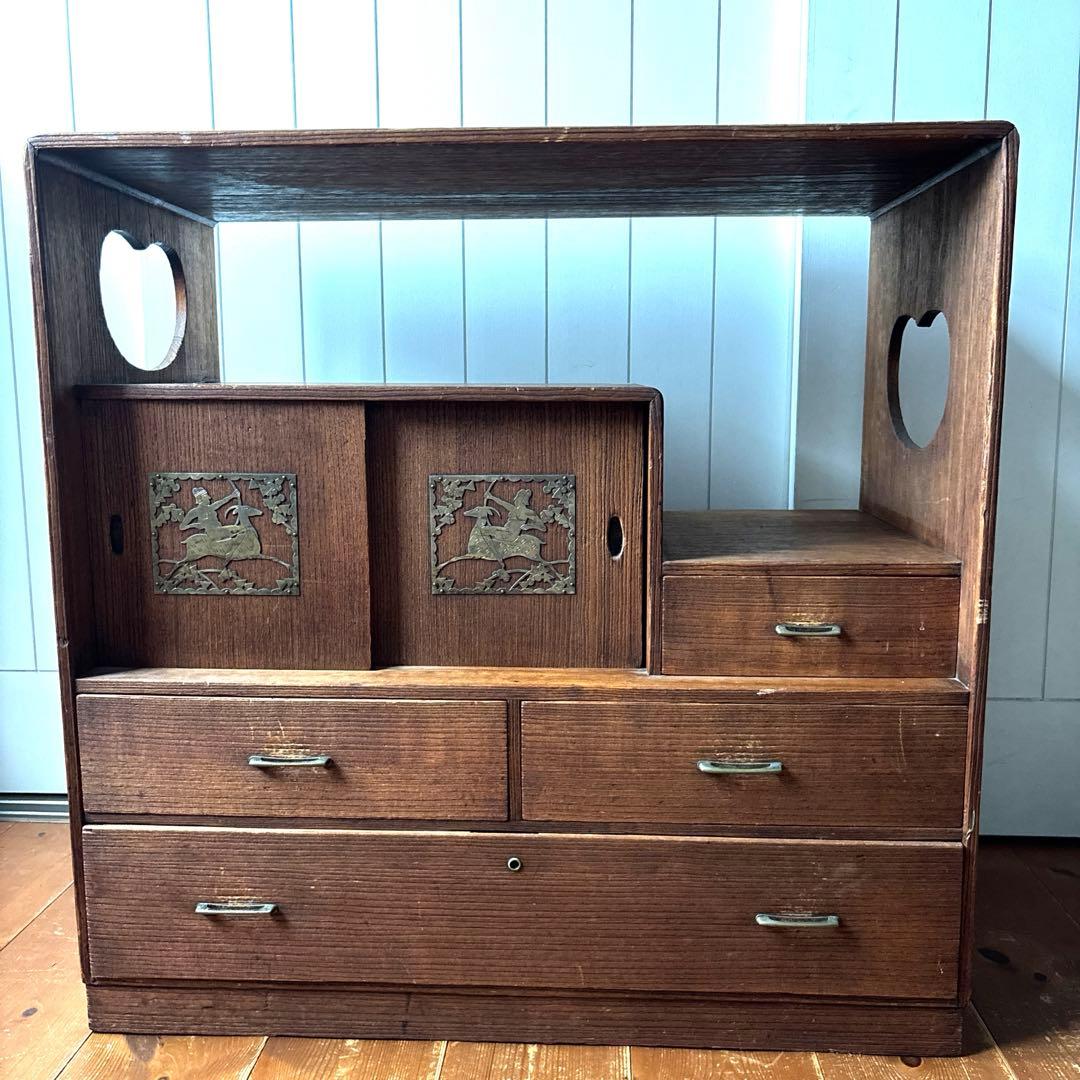 アンティーク　茶箪笥　飾り棚