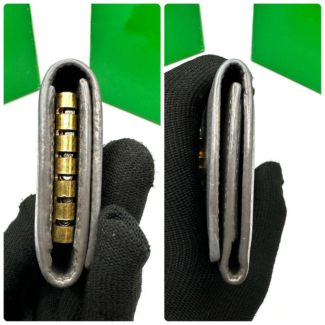 【極美品✨】サンローラン キーケース カサンドラ グレー×ゴールド金具 シボ革