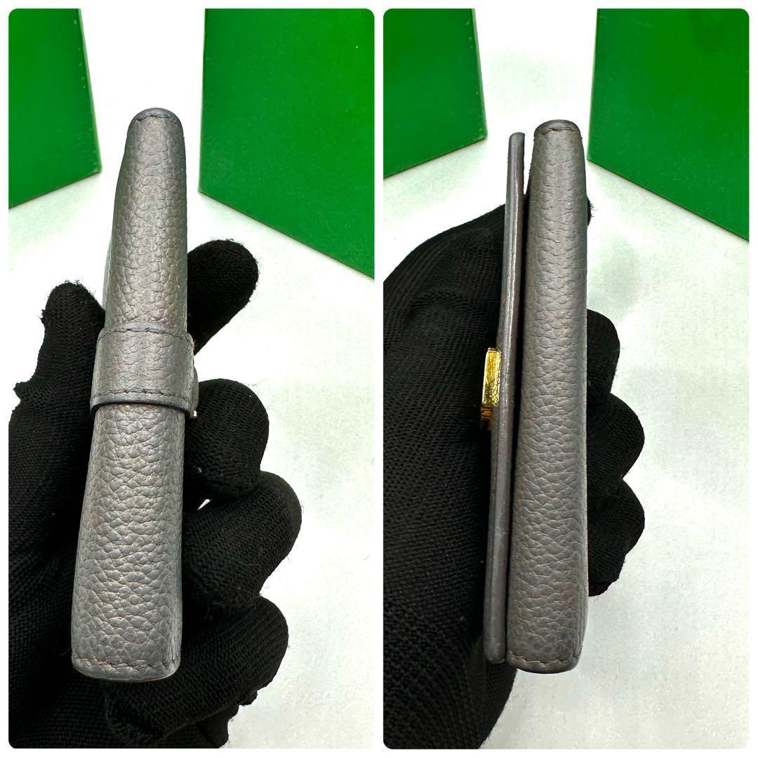 【極美品✨】サンローラン キーケース カサンドラ グレー×ゴールド金具 シボ革