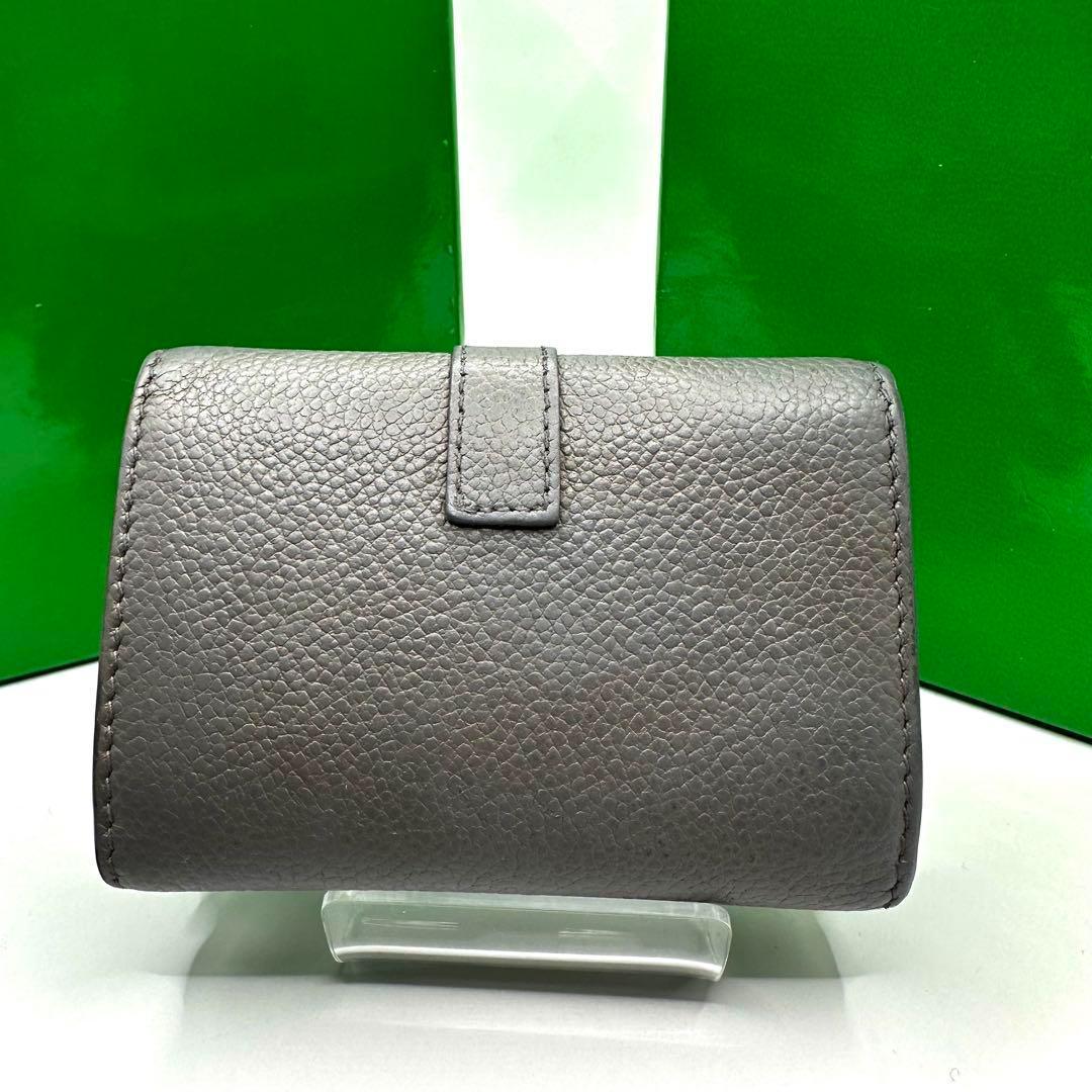 【極美品✨】サンローラン キーケース カサンドラ グレー×ゴールド金具 シボ革