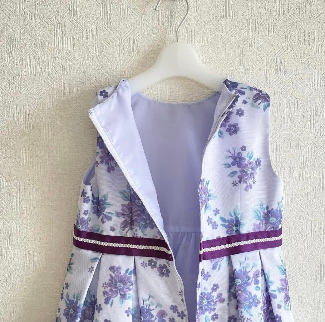 花柄パープル　女の子フォーマル 130 入学 結婚式 お呼ばれ 発表会