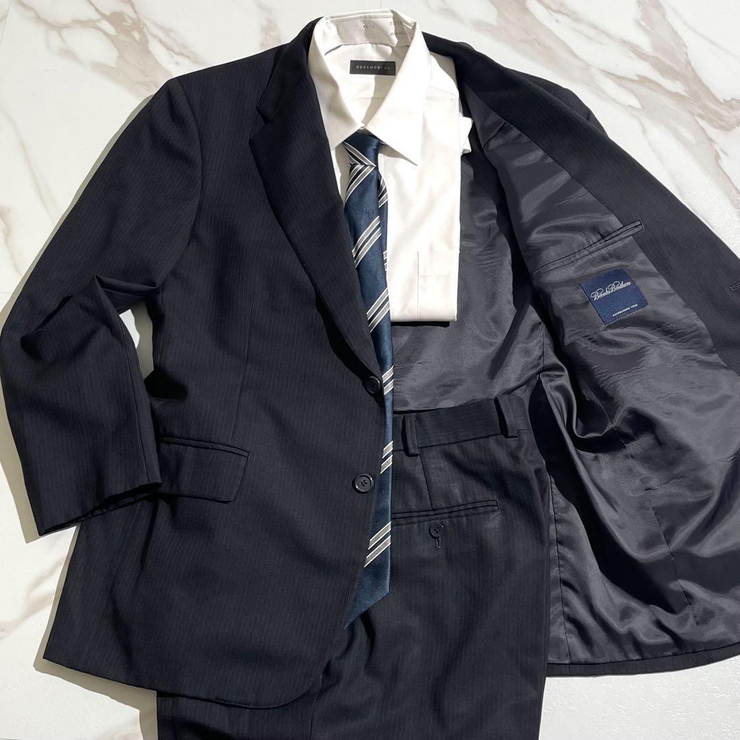 Brookes brothers ネイビー ストライプ ビジネススーツ