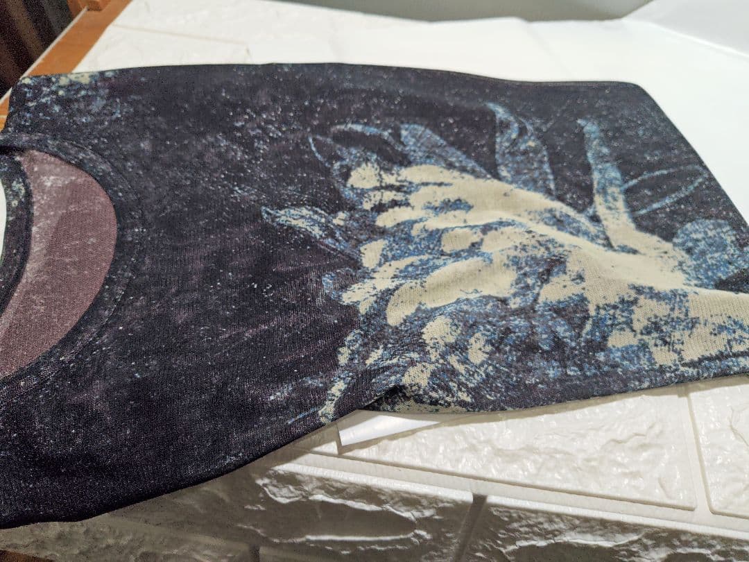 ヨウジヤマモト　GroundYメッシュ素材 長袖Tシャツ 花柄 黒