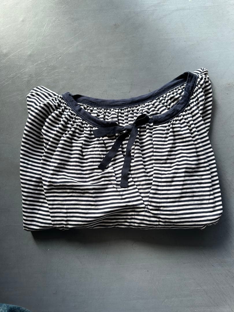 45Rスーピマ天竺のギャザーブラウス ネイビー フリーサイズ