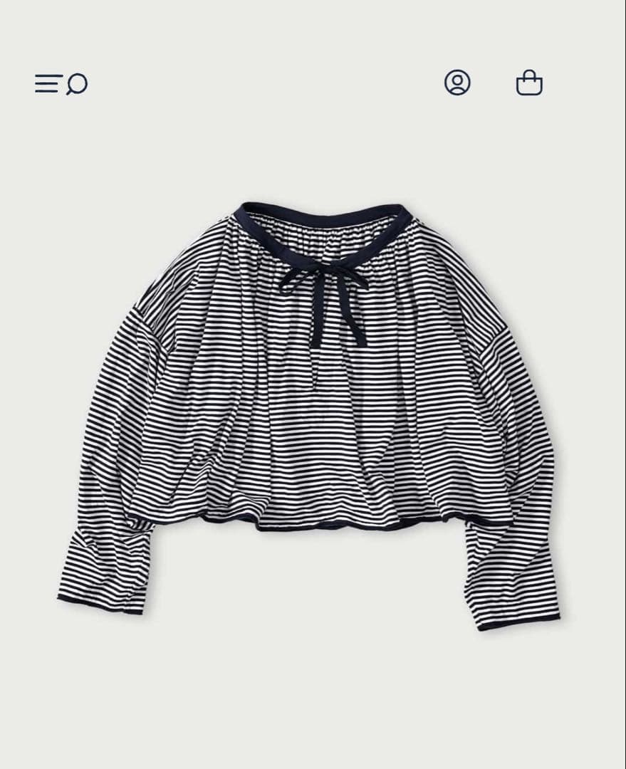 45Rスーピマ天竺のギャザーブラウス ネイビー フリーサイズ