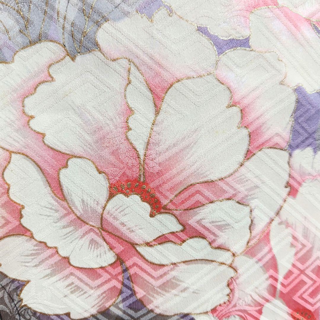 振袖フルセット(8点)・成人式・金彩加工・くすみ・花模様・やまと誂製・胴裏正絹