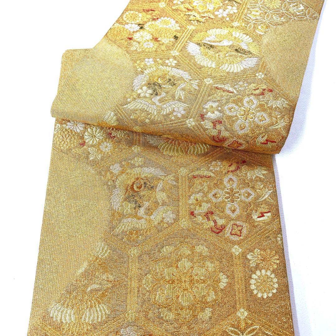 専用帯6214 ●誉田屋源兵衛謹製 高級 正絹 六通 袋帯 鶴 松竹梅 宝尽くし