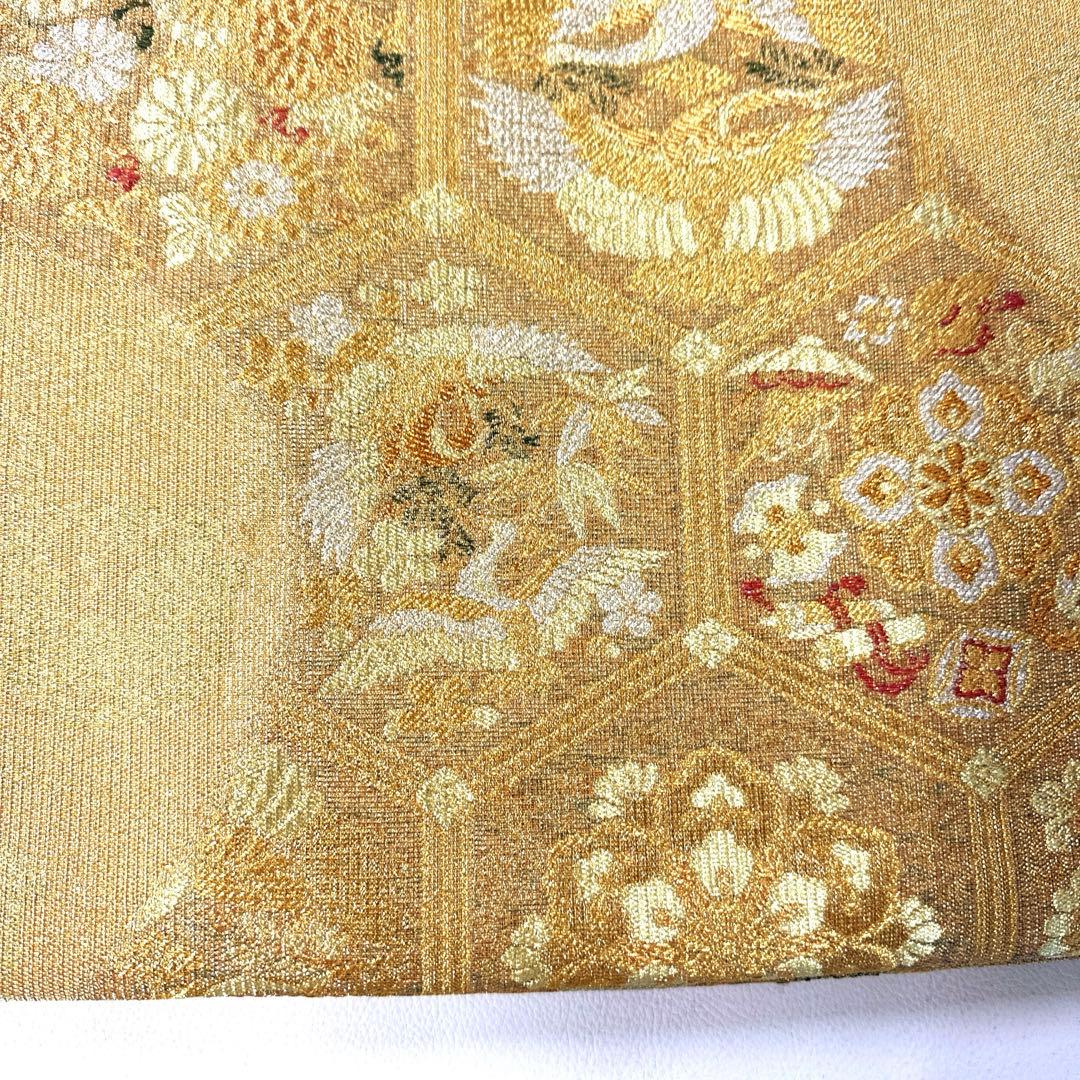 専用帯6214 ●誉田屋源兵衛謹製 高級 正絹 六通 袋帯 鶴 松竹梅 宝尽くし