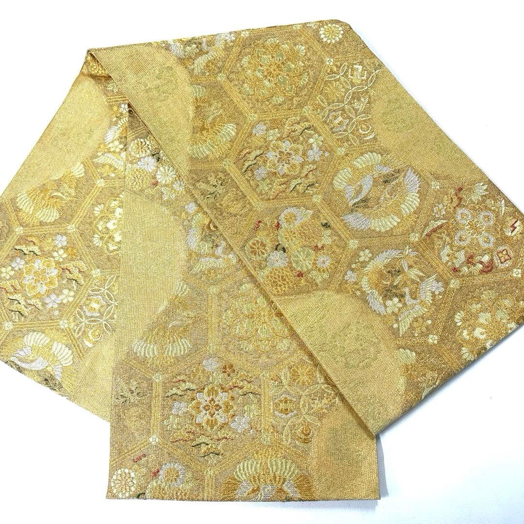 専用帯6214 ●誉田屋源兵衛謹製 高級 正絹 六通 袋帯 鶴 松竹梅 宝尽くし