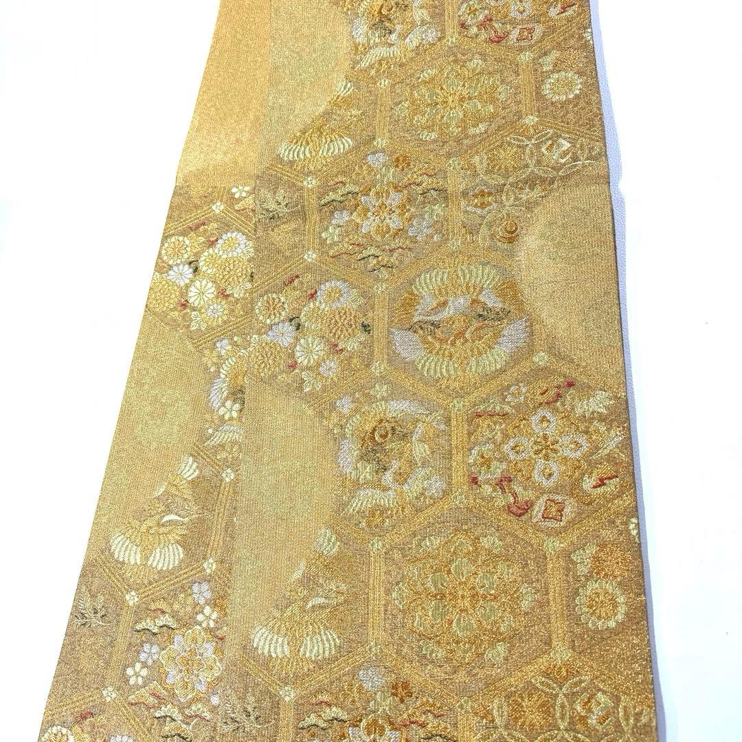 専用帯6214 ●誉田屋源兵衛謹製 高級 正絹 六通 袋帯 鶴 松竹梅 宝尽くし