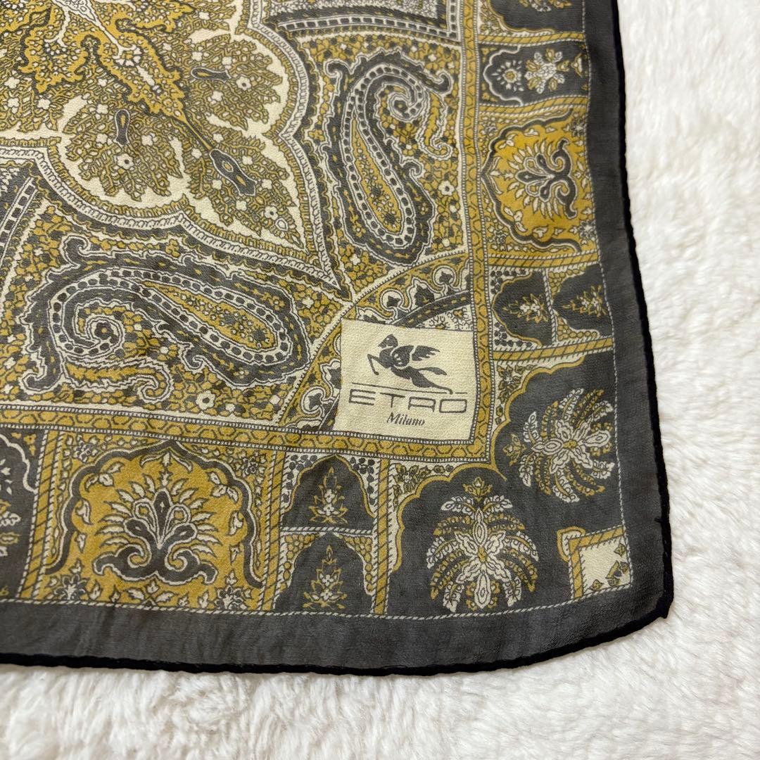 ETRO エトロ 大判 ストール 正方形 シルク100% ペイズリー柄