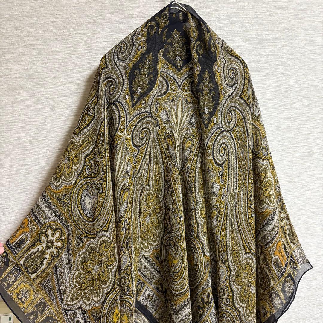 ETRO エトロ 大判 ストール 正方形 シルク100% ペイズリー柄
