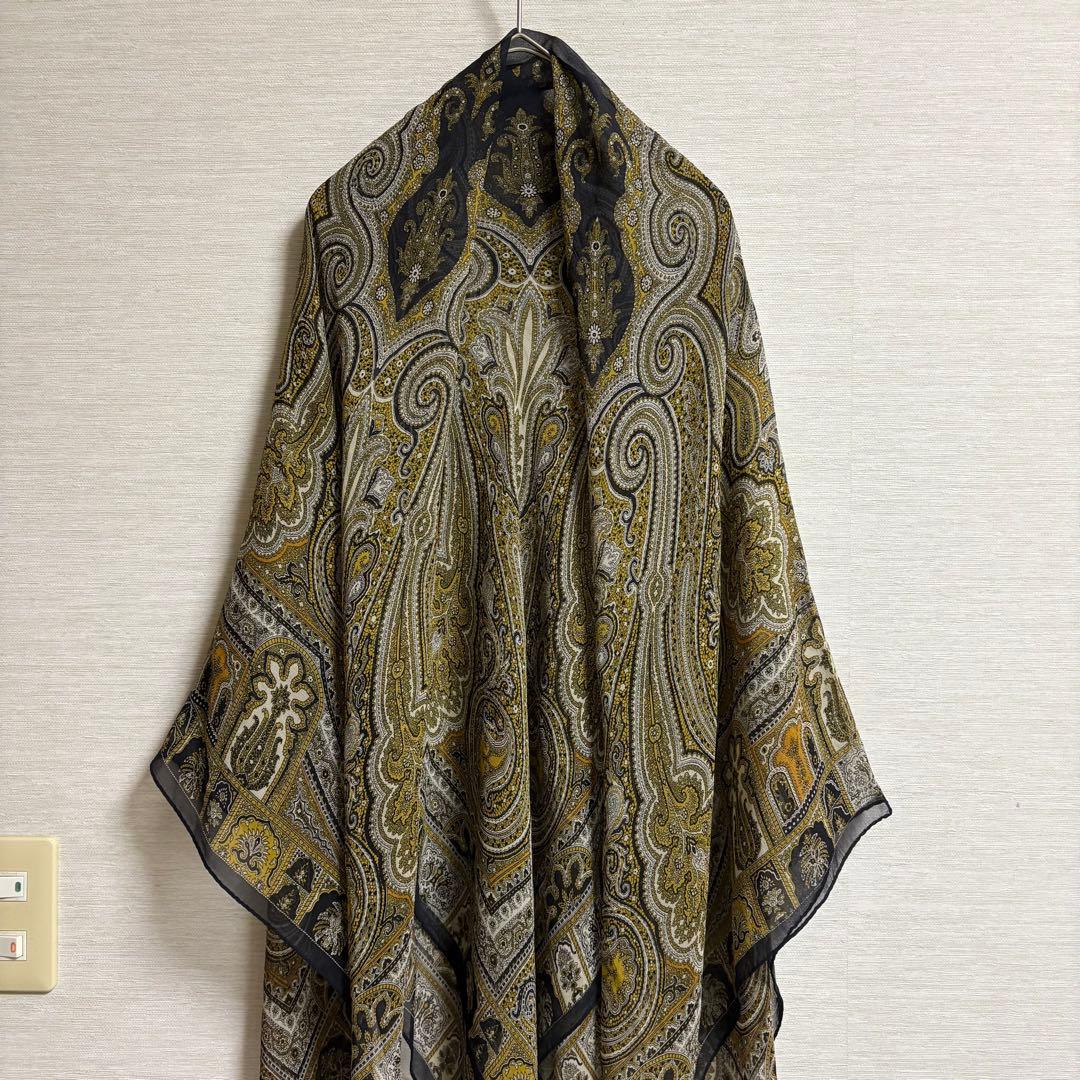 ETRO エトロ 大判 ストール 正方形 シルク100% ペイズリー柄