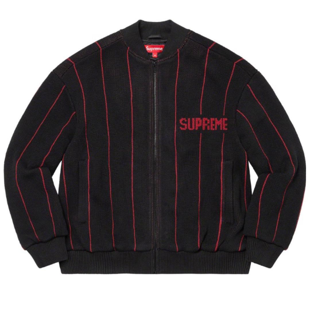 ジャケット・アウター Supreme Pinstripe Varsity Zip Up Sweater