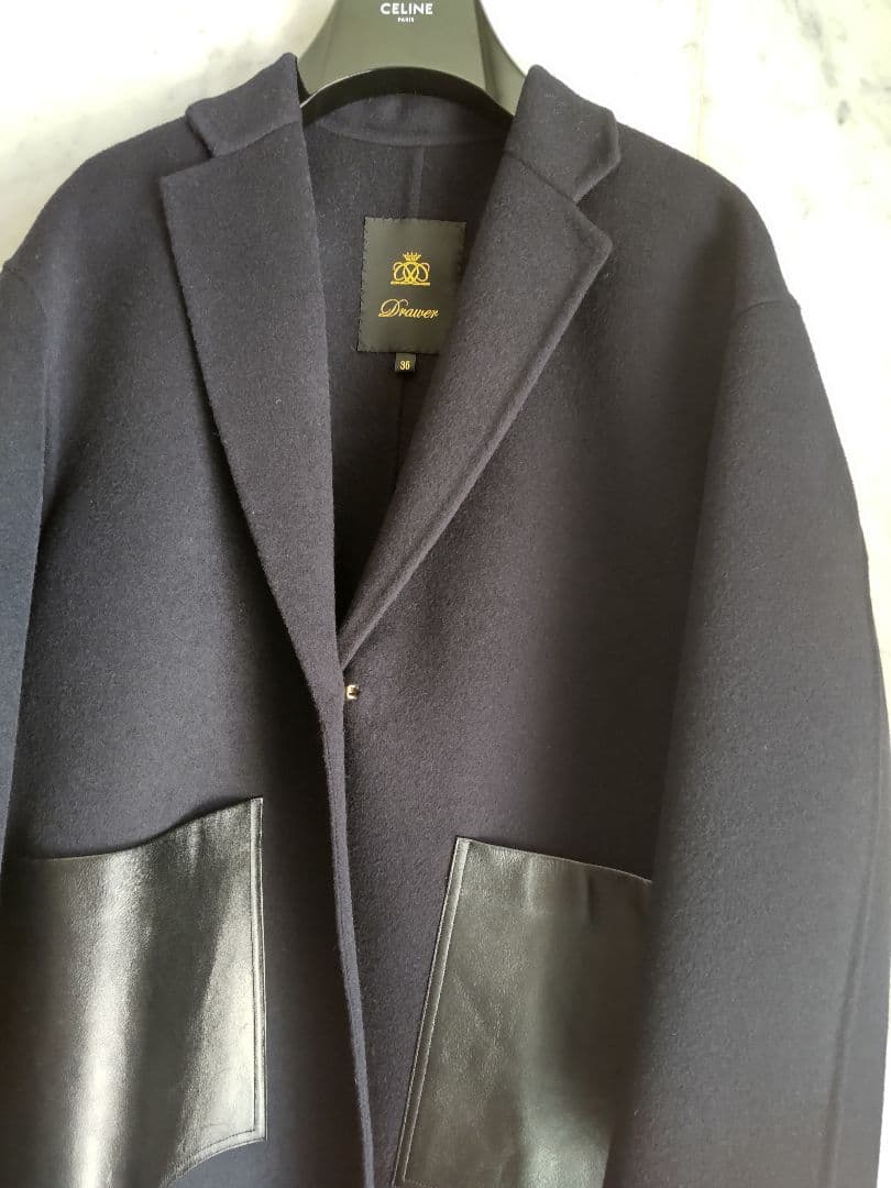 ドゥロワー レザーポケット チェスターコート