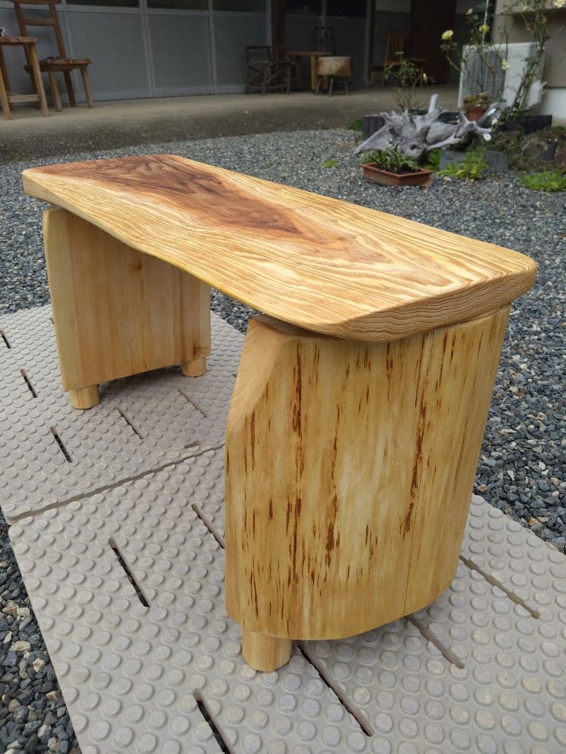 杉板と檜のベンチ84　値下げ❕天板は肌に優しい杉　節無しで杢目が綺麗　脚は檜半切