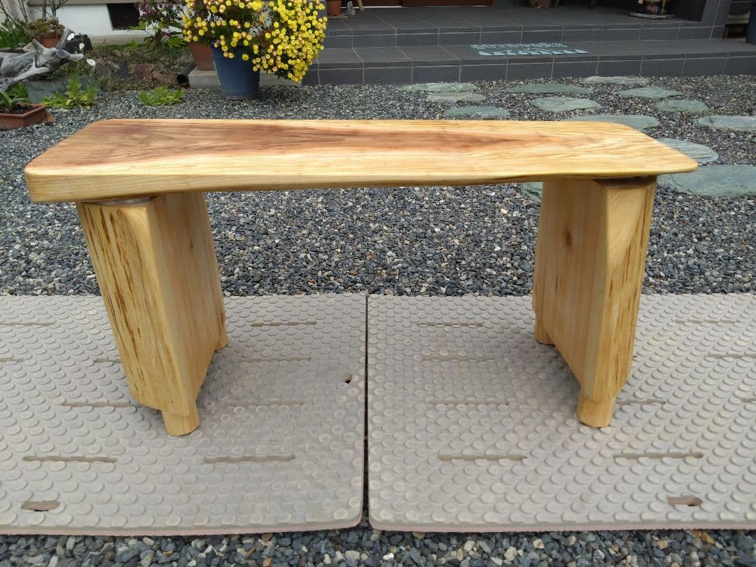 杉板と檜のベンチ84　値下げ❕天板は肌に優しい杉　節無しで杢目が綺麗　脚は檜半切