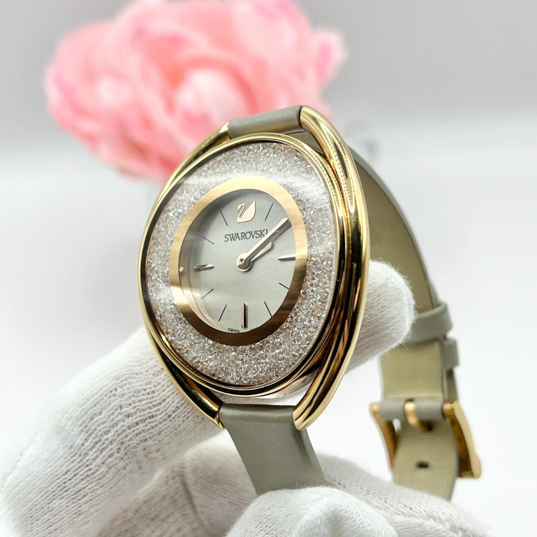 《稼働品》スワロフスキー★クォーツ 腕時計★クリスタルライン★レディース