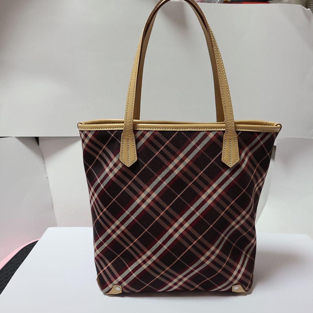 d*2様 バーバリー・ブルーレーベルチェック柄ボルドー/トートバッグ　ショルダー