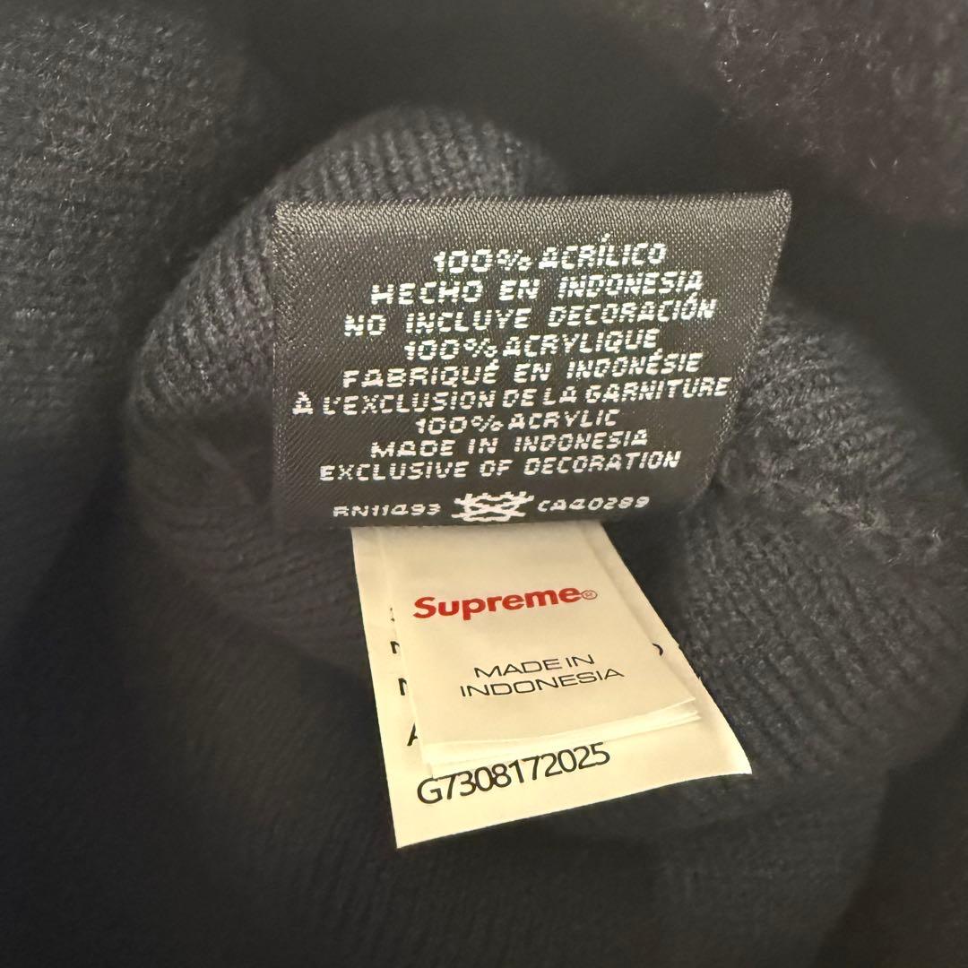 Supreme トライバル刺繍 ニット帽 黒