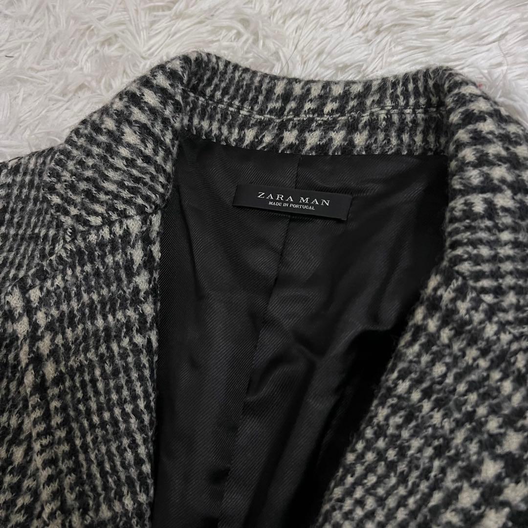 未使用タグ✨ZARAMAN チェスターコート ウールツイード 大判千鳥格子柄 M