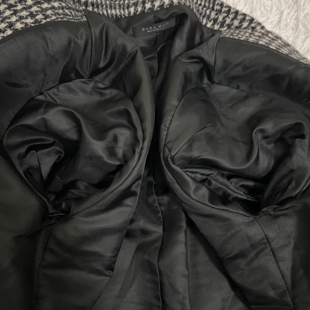 未使用タグ✨ZARAMAN チェスターコート ウールツイード 大判千鳥格子柄 M