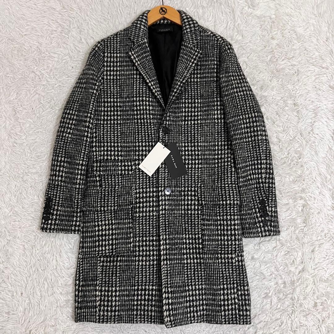 未使用タグ✨ZARAMAN チェスターコート ウールツイード 大判千鳥格子柄 M