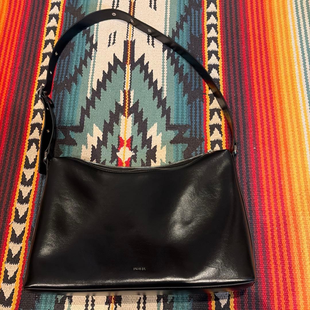 STAND OL ブラックレザー ショルダーバッグ