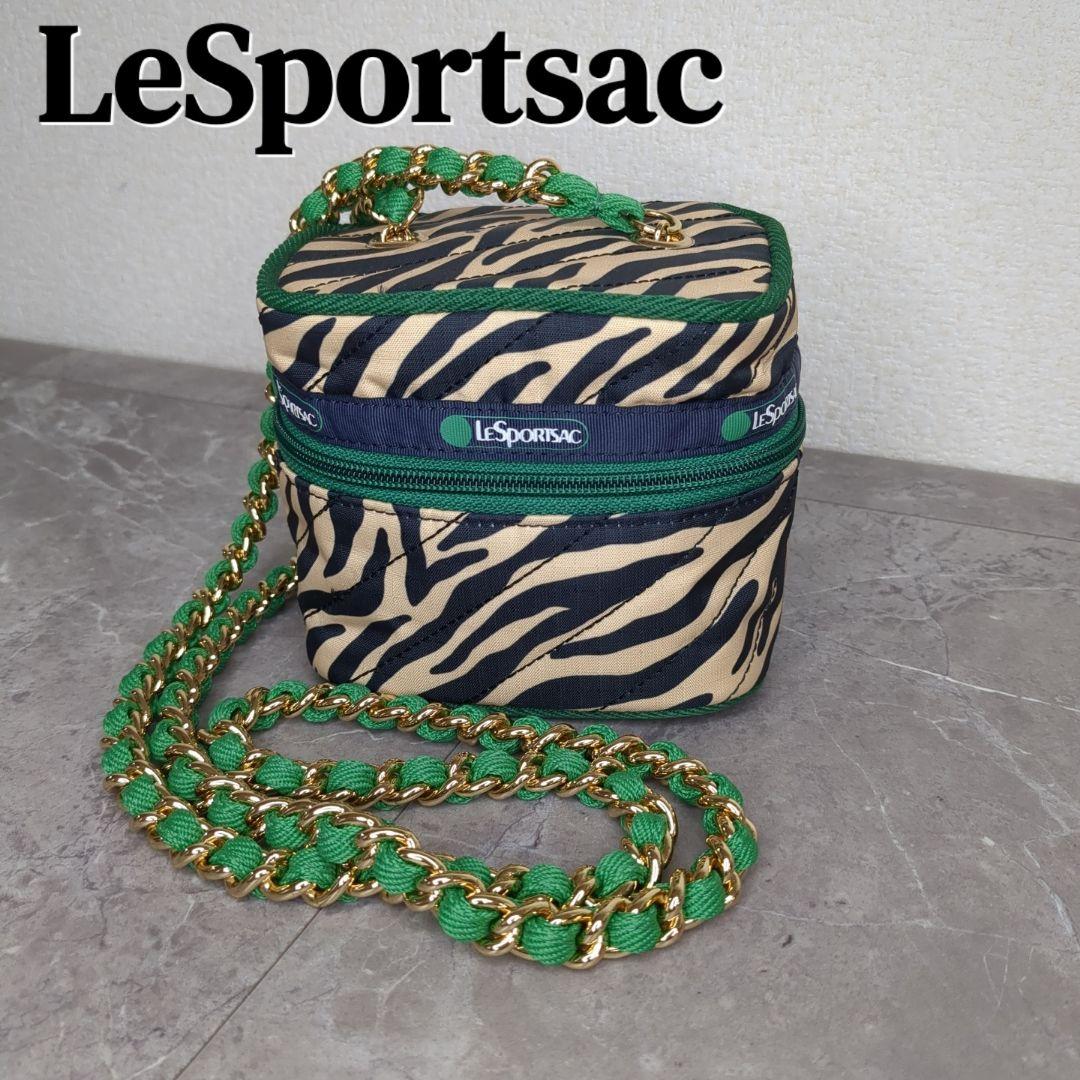 極美品 希少☆レスポートサック ゼブラ柄 チェーン バニティ ショルダーバッグ