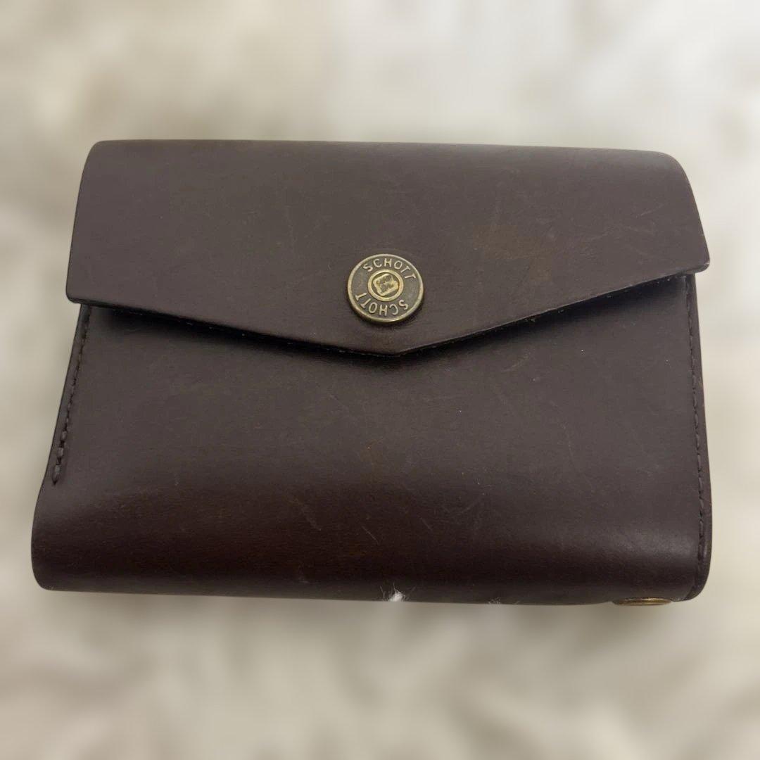 schott PERFECT WALLET ブラウン　チェーン　タグ　箱付き