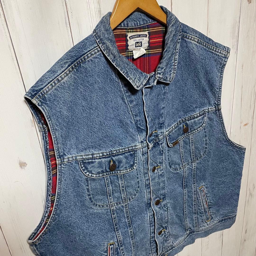 90s USA製 Lee ヴィンテージ デニム ベスト ジャケット ビッグサイズ