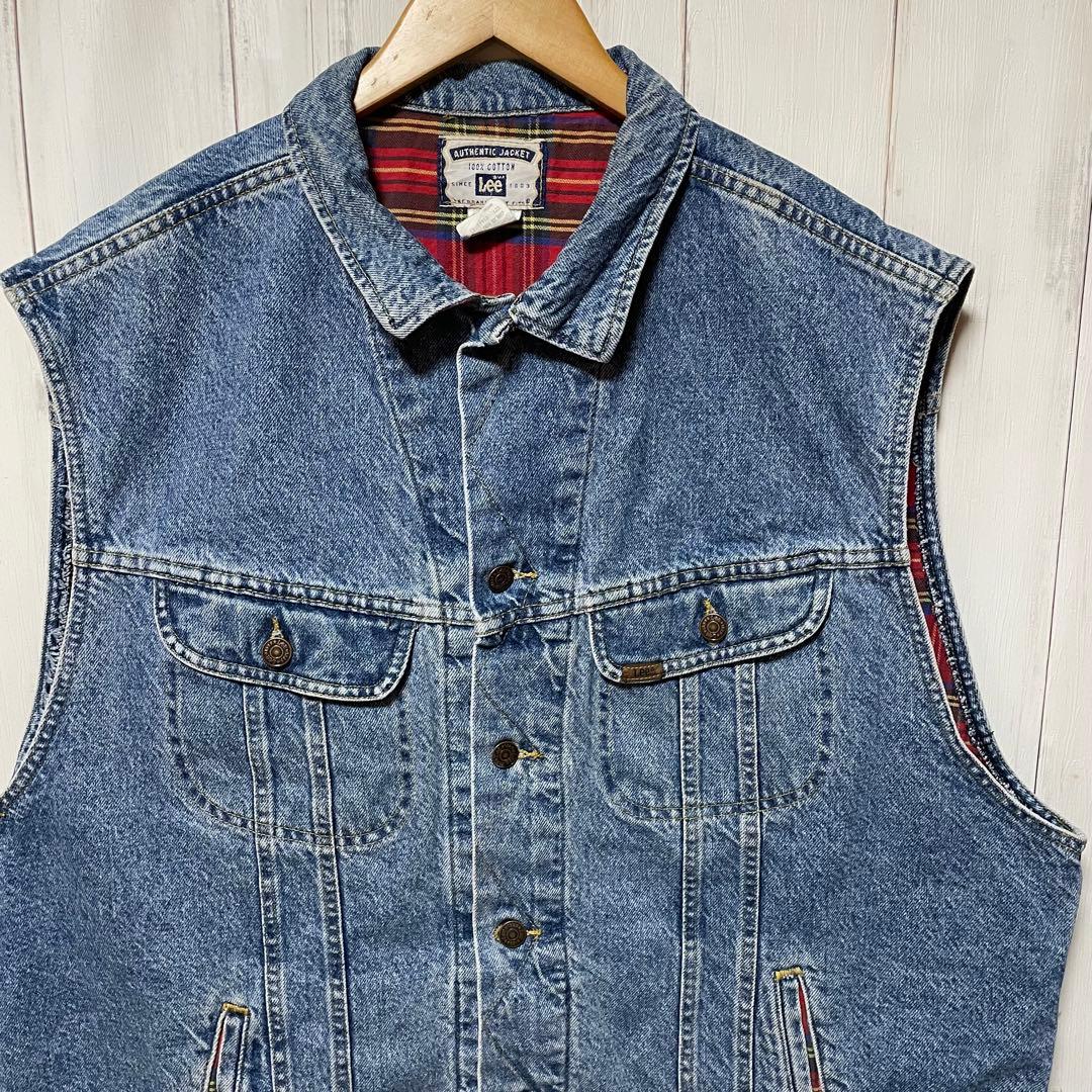 90s USA製 Lee ヴィンテージ デニム ベスト ジャケット ビッグサイズ