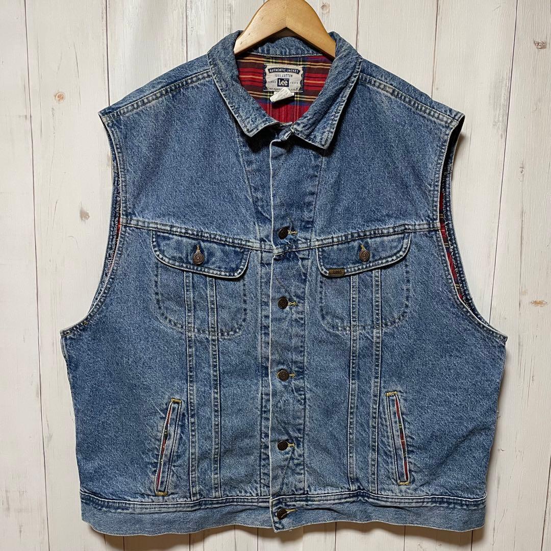 90s USA製 Lee ヴィンテージ デニム ベスト ジャケット ビッグサイズ