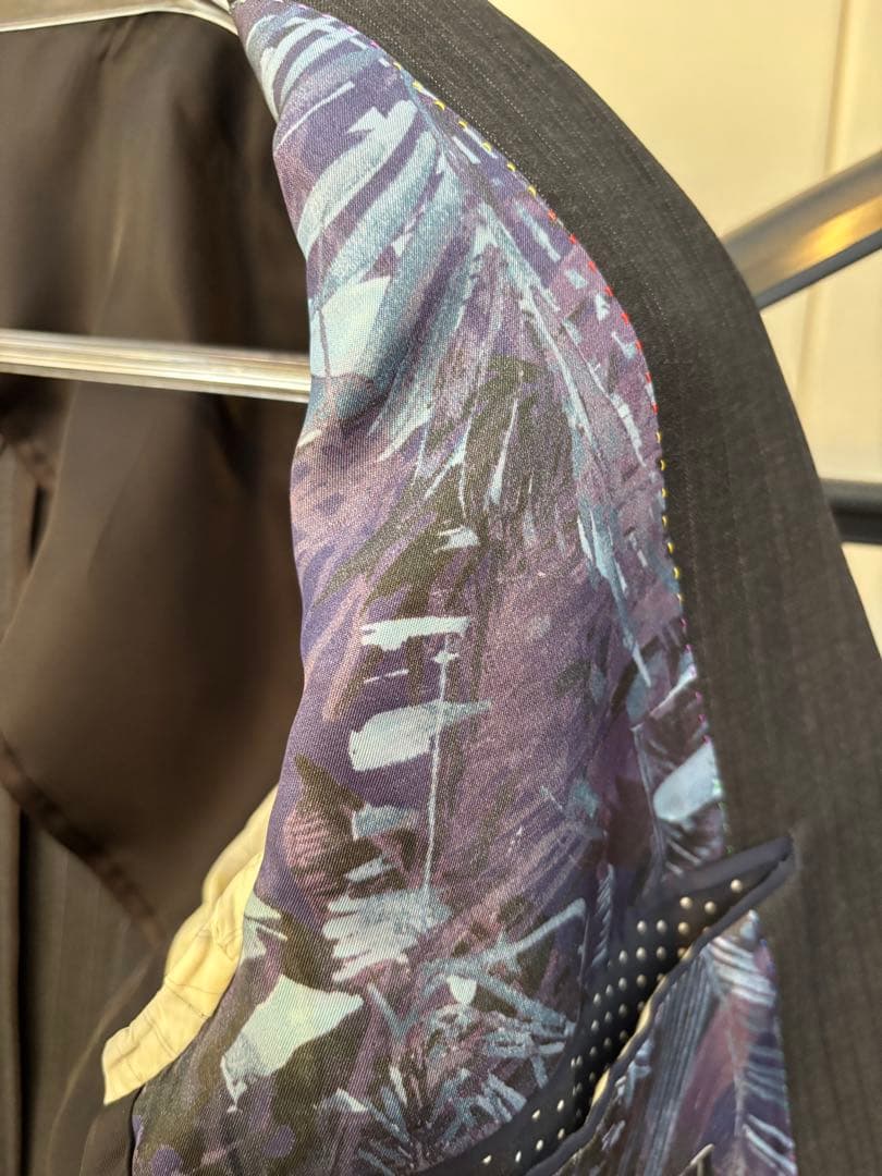 【美品】ポールスミス 2Bスーツ グレーストライプ REDA 日本製 Mサイズ