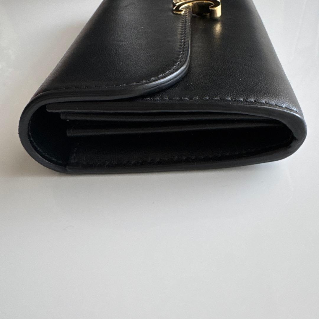 【匿名配送】セリーヌトリンオフ長財布黒レザー
