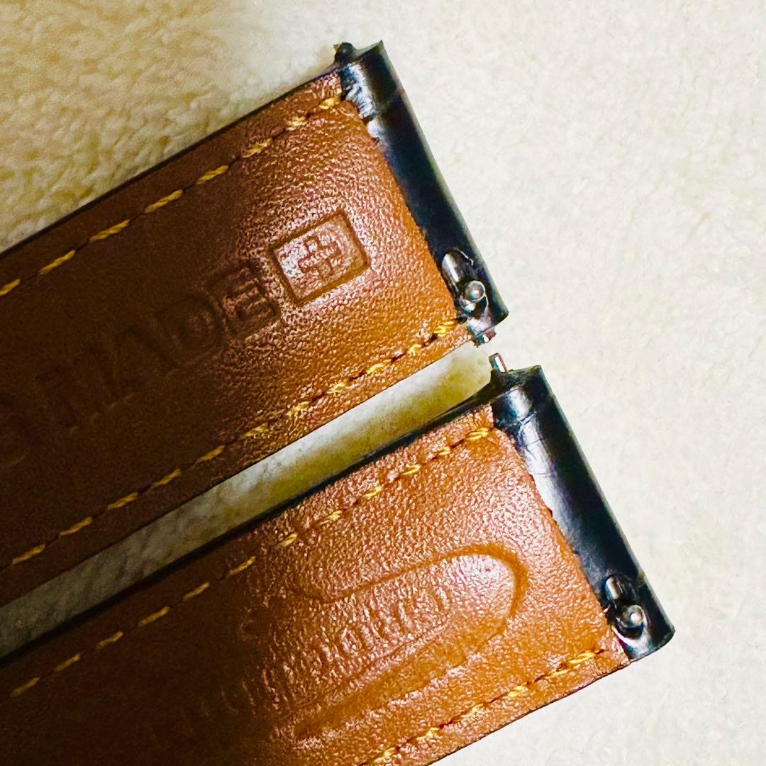 3033#20mm-18mmブラック★本物クロコダイルレザーベルト★スイス製