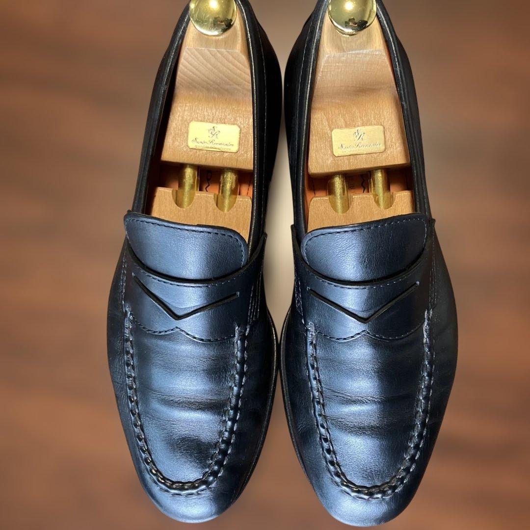 Santoni ブラック ローファー　UK8 箱、保存袋つき