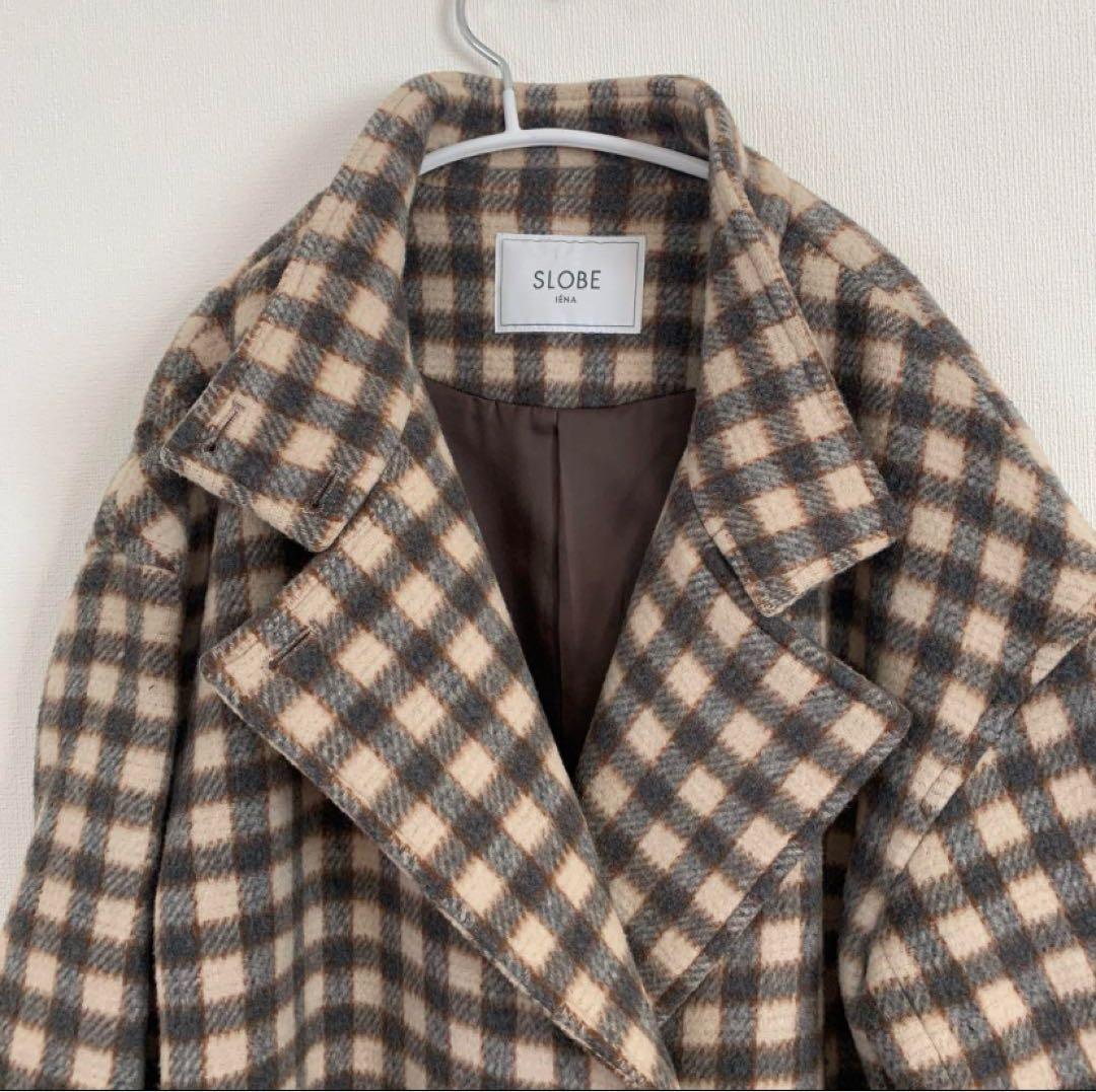 SLOBE IENA チェックスタンドコート