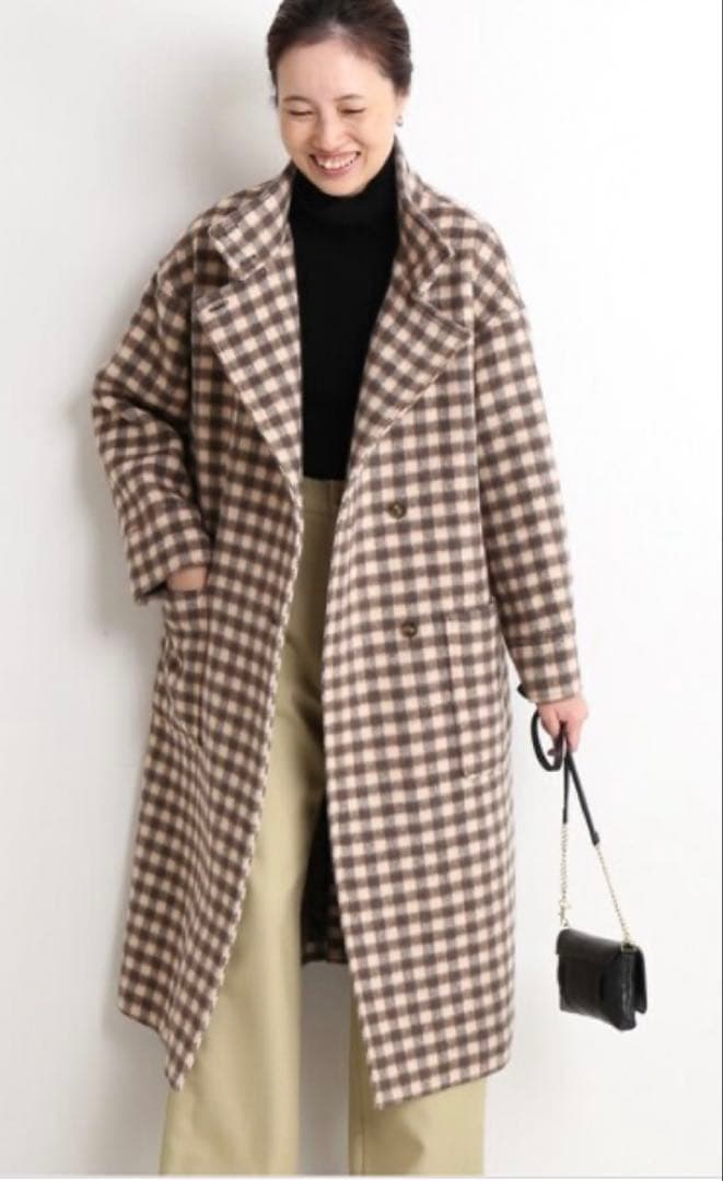 SLOBE IENA チェックスタンドコート