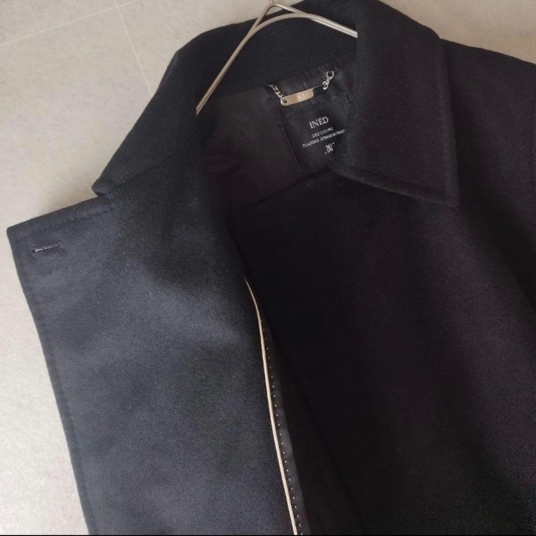 INED 11サイズ ウール ベルテッドコート 黒