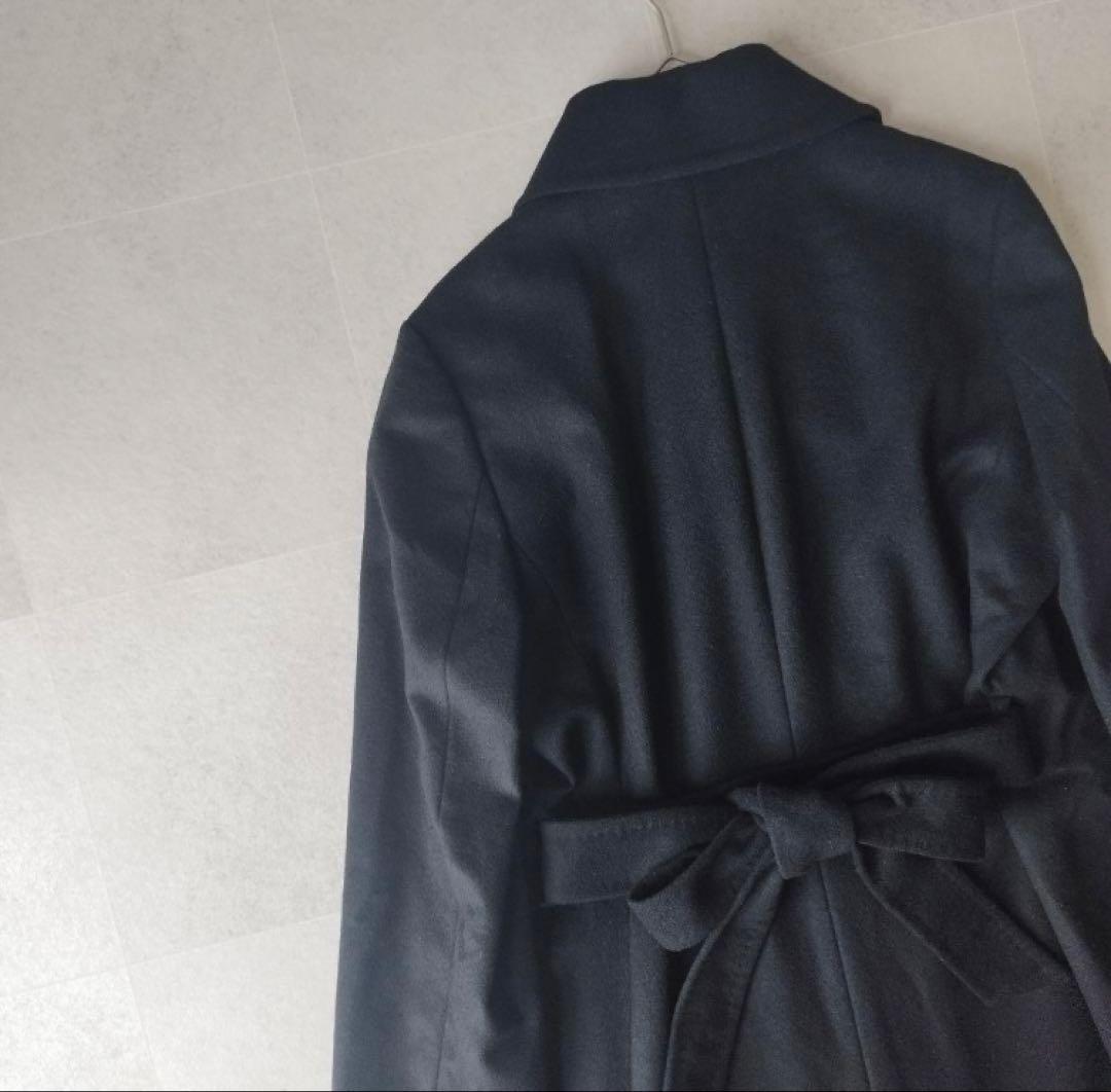 INED 11サイズ ウール ベルテッドコート 黒